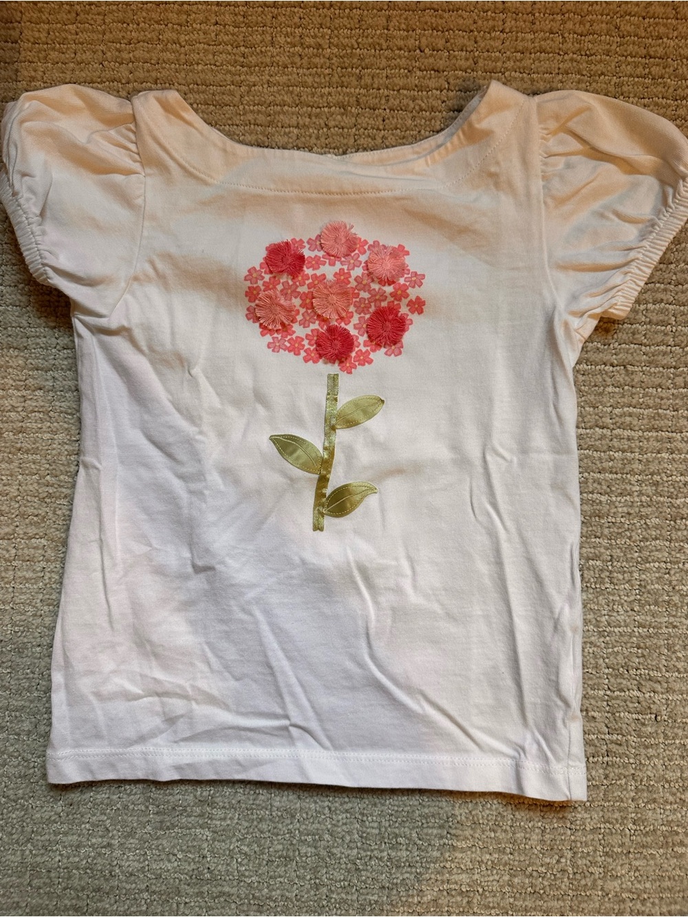 Brand new no tags Janie and Jack White Tee with Pink Floral Stem Graphic